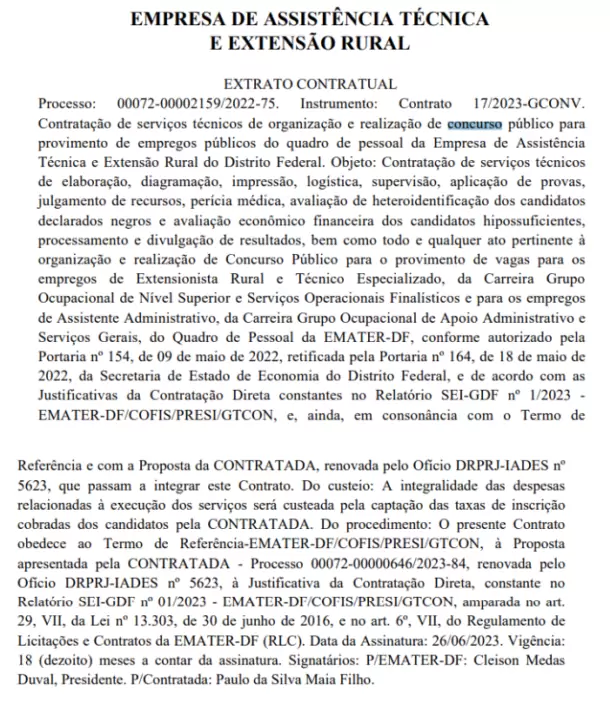 Concurso EMATER DF: banca oficialmente contratada. Edital iminente!