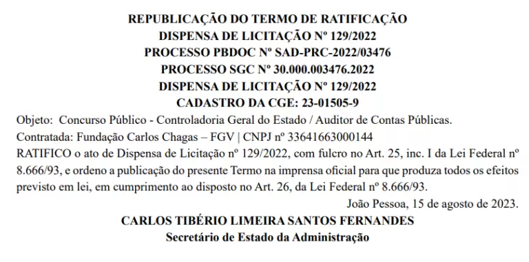 Concurso CGE PB 2023: Banca definida! Remuneração inicial acima de R$ 11,6 mil! Veja: